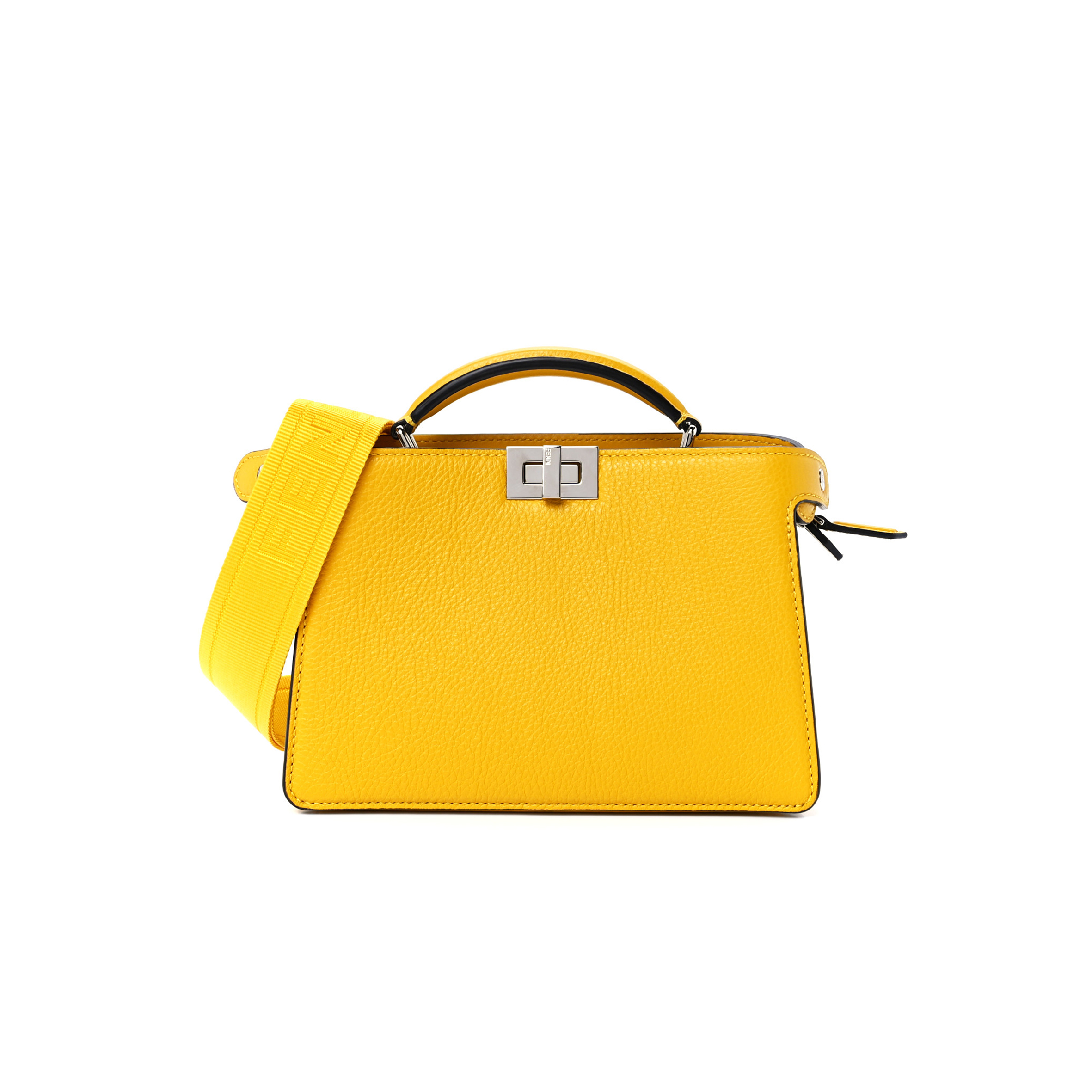 FENDI CUOIO ROMANO VITELLO COVER BI-COLOR PEEKABOO I SEE U X CROSS SATCHEL SUNFLOWER STONE MIMOSA (23*14.5*6cm)